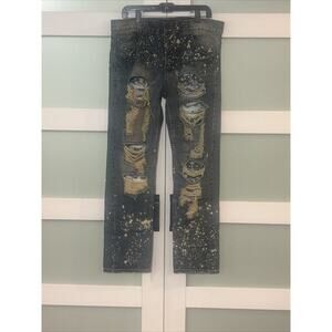 Vintage Quilted Giraffe Men’s Jeans Size 34 x 32 Slim Straight Distressed